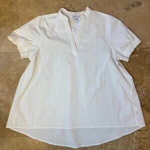 Athleta Women's White Short Sleeve Blouse Small (Relaxed Fit)-Coastal Athleisure